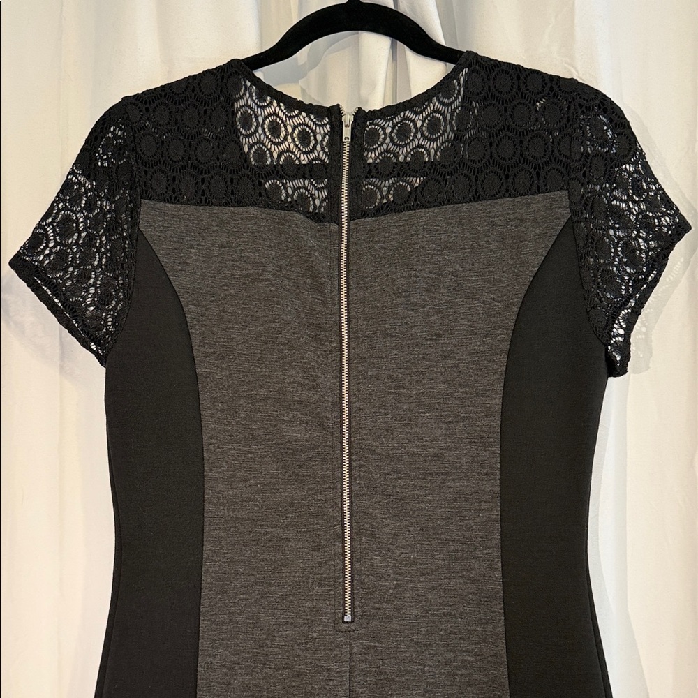 41 Hawthorn Lace Appliqué Cap Sleeve Dress Black Gray Womens Medium - Picture 8 of 11